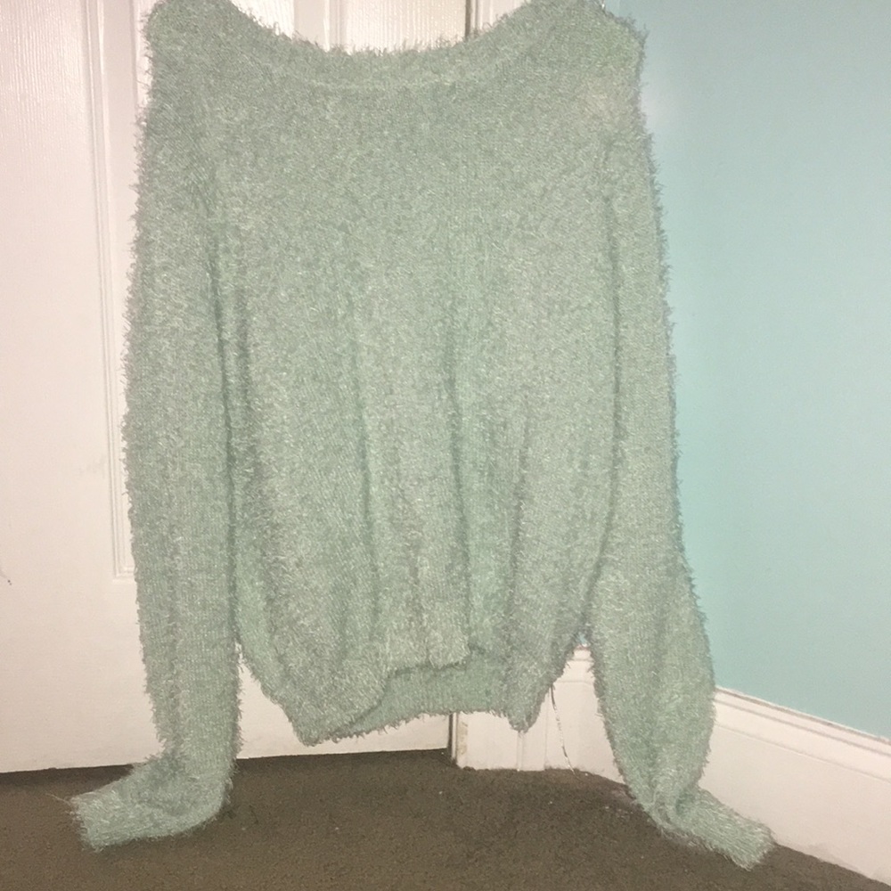 Miss mint green fuzzy sweater